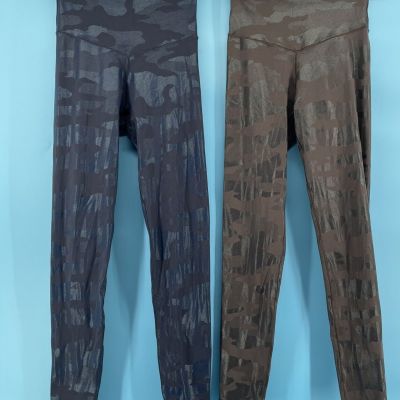 2-OFFLINE By Aerie Leggings Womens Small High Waisted Sheen Blue Camo Brown Camo