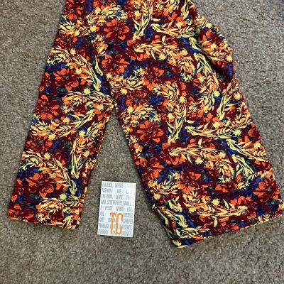 LULAROE TC Orange Yellow Botanical print Legging