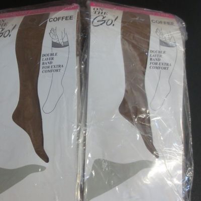 On The Go Women's Hosiery Knee High Pantyhose - COFFEE - 6 PAIR  - SIZE 8.5-11