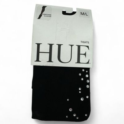 HUE Rhinestone Cluster Tights Womens Size M/L Black 1 Pair New