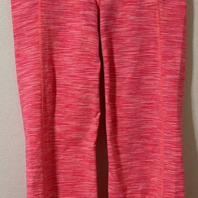 Athleta Women's Small Capri Yoga Leggings Hot Pink Orange White Striped 26