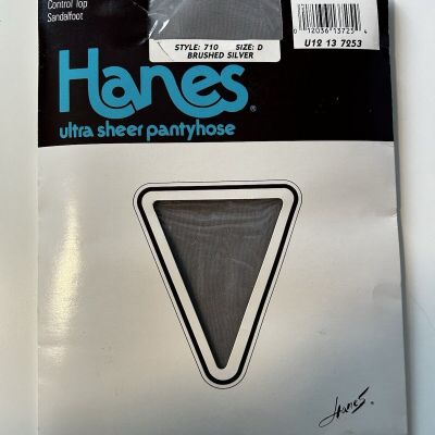 Hanes Ultra Sheer Pantyhose Control Top Sandalfoot Size D Color Brushed Silver