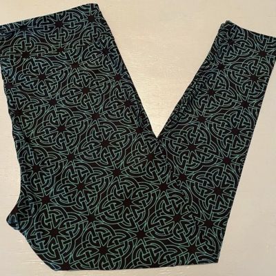 LuLaRoe TC2 Tall & Curvy Plus Size Leggings Geometric Black/Green