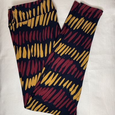 New Womans LuLaRoe Navy Mustard Wine Geo Pattern Leggings TC