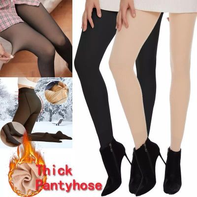 Fleece Lined Women's Thermal Pantyhose Fake High Waisted Winter Warm Sheer Tight