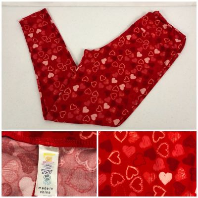 Lularoe TC Leggings Hearts Pattern Rare Unicorn Valentines Day Lightweight EUC