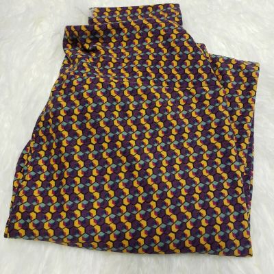 LuLaRoe Leggings Hexagon Honeycomb Purple Orange Geo Print OS One Size