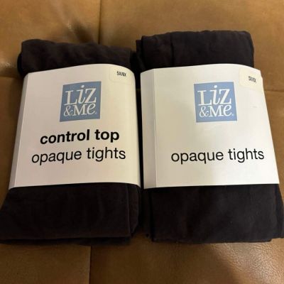 Liz & Me Plus Size Control Top Tights & Opaque Tights Lot Of 2 Sz 5X-6X