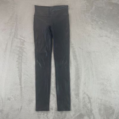 Spanx Leggings Pants Women Small Black Faux Leather High Waisted Shaping