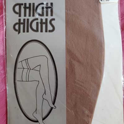 Thigh High Stockings Nylon Sheer Seamless One Size Stay Up Color Wild Rice