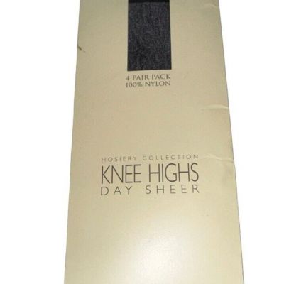 New Sealed Avenue Womens 4pk Knee Highs Jet Black One Size