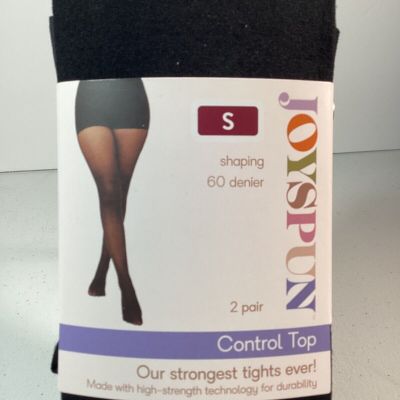 JOYSPUN 2 PAIR SMALL SHAPING 60 DENIER CONTROL TOP BLACK! OUR STRONGEST TIGHTS!