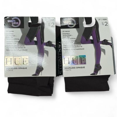 Hue Womens Espresso Brown Seamless Opaque Tights Size 2 - 2 Pairs New