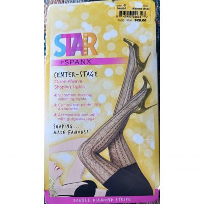 Spanx Star Power Enter-Stage Open-Weave Shaping Tights Size C Diamond Stripe NWT