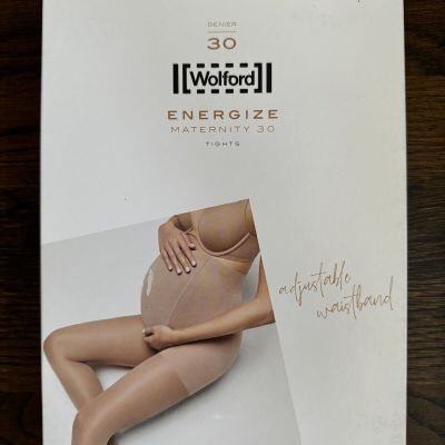 Wolford Energize Maternity Tights 30 Den New Size XL Black/Ash
