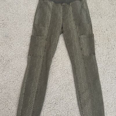 XCVI Linn Leggings Army Green Reptile Print Size Medium NWT