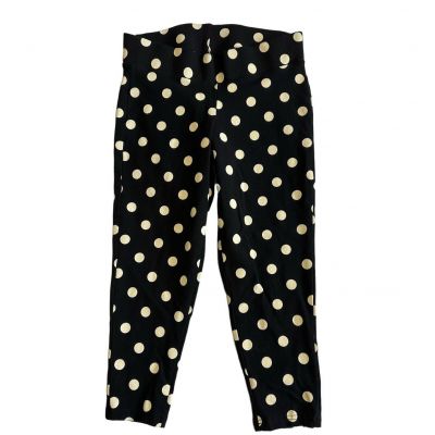 Torrid Black and Cream Signature Waist Polka Dot Capri Leggings, Size 00 (M/L)