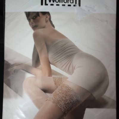 Wolford Magic Touch 12 Stay Up Thigh High Lace Top Stockings Small Beige Austria