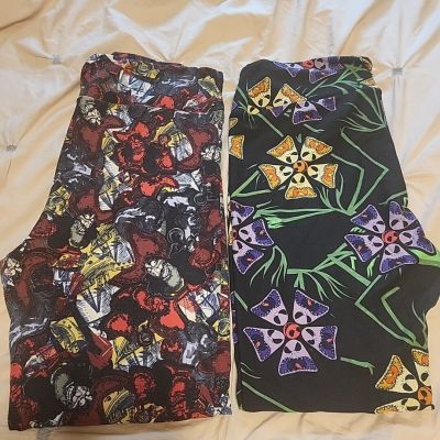 Disney LuLaRoe Villian Leggins Captain Hook And Jack Skellington Lot Of 2