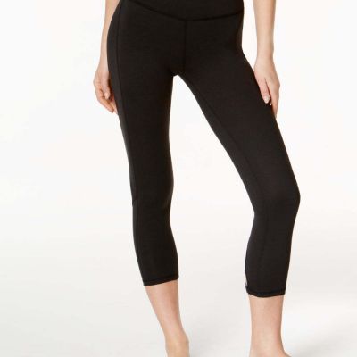 Gaiam Womens Capri Criss Cross Contrast Athletic Leggings Size X-Small, Black