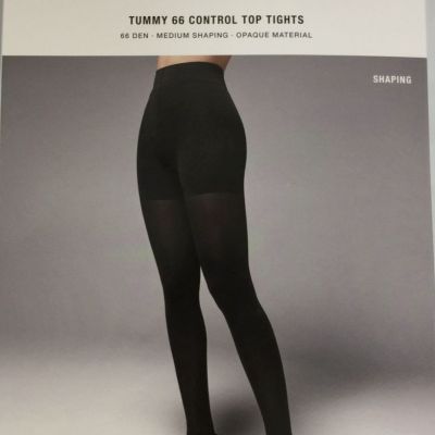 $90 Wolford Women's Black Solid Stretch Tummy 66 Control Top Tights Size XS