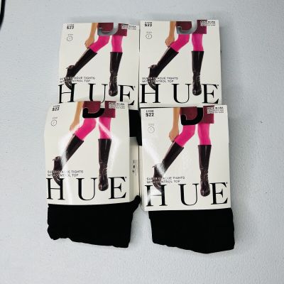 Hue Womens Super Opaque Tights With Control Top Size 1 Black 4 Pair Pack New