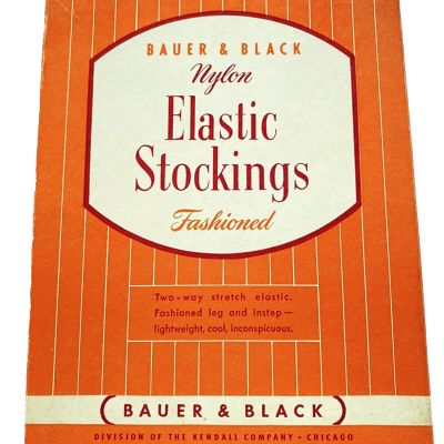 1950's Bauer & Black Nylon Stockings Below Knee Large Open Toe NOS w/ Box
