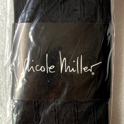 New Nicole Miller Legwear Black Diamond Link Footed Tights sz. M-L T1263N