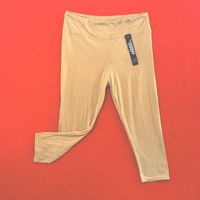 LEGGINGS DEPOT . Premium Comfort . Capri Legging . Beige Khaki . Plus Size . NEW