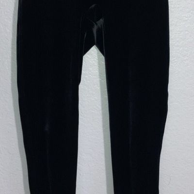 Spanx Black Velvet Velour High Waist Black Leggings Tummy Control Sz M