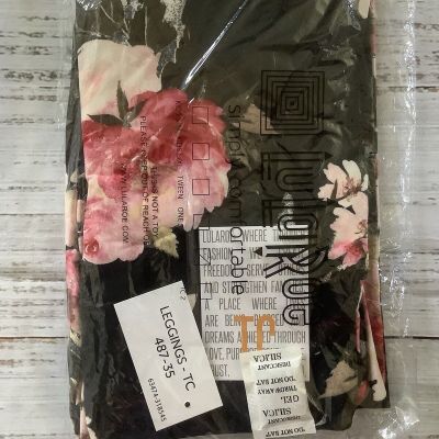 NWT LuLaRoe TC Tall Curvy Leggings - Black With Floral Print