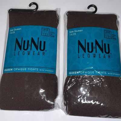 Nu&Nu Queen Brown Opaque Tights With Spandex Lot Of 2