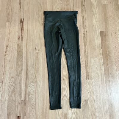 Spanx Faux Leather Leggings Womens Size M Medium Green Bottoms