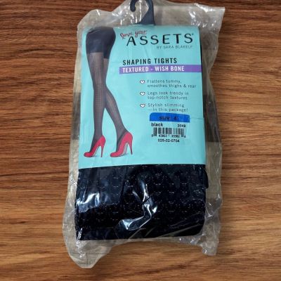 Spanx Assets Shaping Tights Red Black Textured Wishbone Size 4 New in Box