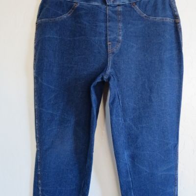 HUE CLASSIC STRETCH DENIM LEGGINGS WITH SIDE ZIPPER #18064, MEDIUM, BLUE, NWOT