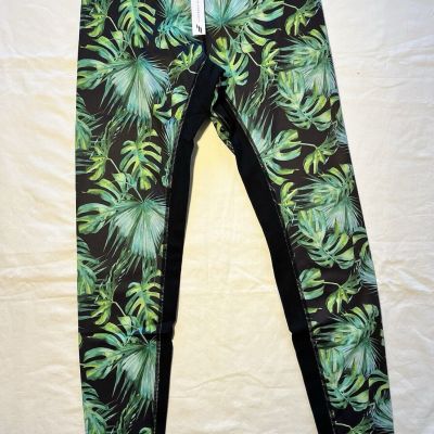 Black Leggings Size Small joggers by Fitwear Tropical Design