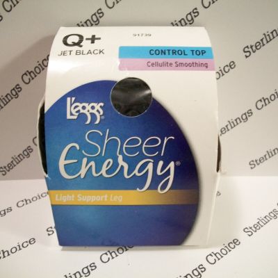 L'eggs Sheer Energy Control Top Light Support Leg Size Q+ Jet Black #91739