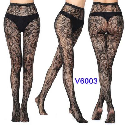 Gothic Lolita Victorian Floral Swirls Fairy Stocking Pantyhose OS