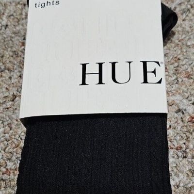 NWT HUE Womens Cable Rib  Tights Stockings With Control Top Black Size M/L