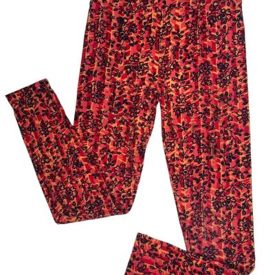 LuLaRoe Tween Leggings Fall Autumn Red Orange Buttery Soft