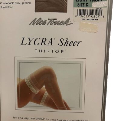 Nice Touch Thi Top Stockings Lycra Sheer Cmftbl Stay-up Band Sz C Light Taupe