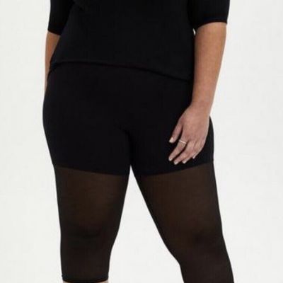 TORRID PLUS SIZE 2 (18/20) BLACK KNIT & MESH PREMIUM LEGGINGS PEDAL PUSHER