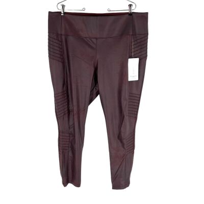 Athleta Delancey Moto Tight Leggings Plus Size 3X Chocolate Burgundy Gleam NEW