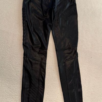 SPANX Faux Leather Moto Legging Womens Sz M Black 28