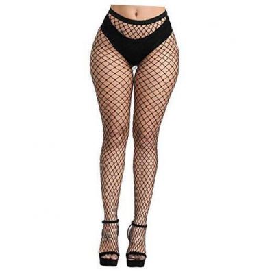 Womens High Waist Patterned Fishnet Tights Black Fishnet Tights L_hole