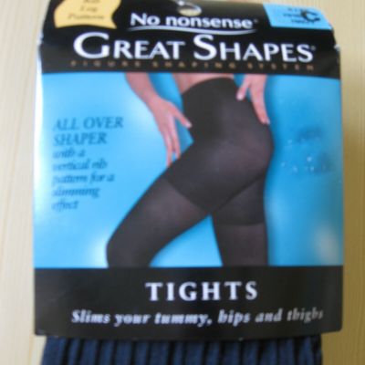 New Great Shapes No Nonsense Tights Navy Size C Slims Tummy Hips & Thighs Ribbed