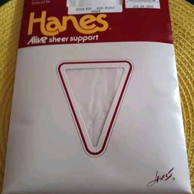Hanes Alive Pantyhose Full Support Size Plus F Style 810 Control Top WHITE