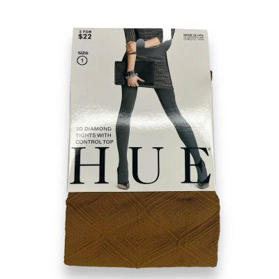 HUE Womens 3D Diamond Tights Control Top Size 1 Deep Gold Fashion New