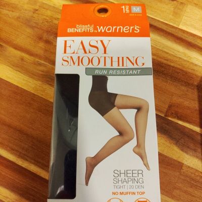 Warners Black  Shaping Tights Comfort Tummy Taming Thigh Control Size M !!!!!!!!