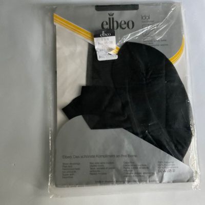 Vintage BLACK Elbeo Idol 20 Denier plain knit nylon stockings size 8 1/2  RHT
